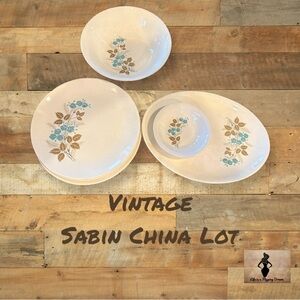 Vintage Sabin China Serving Set Blue Floral